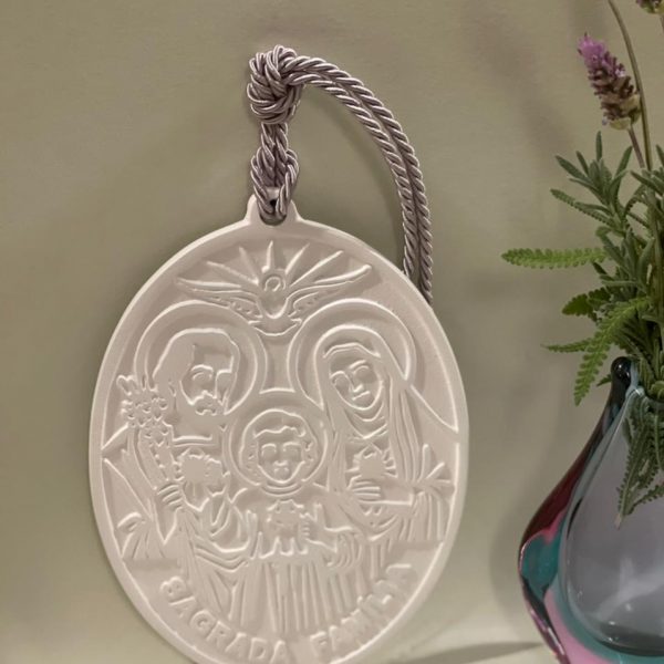 Medalha Sagrada família branca grande
