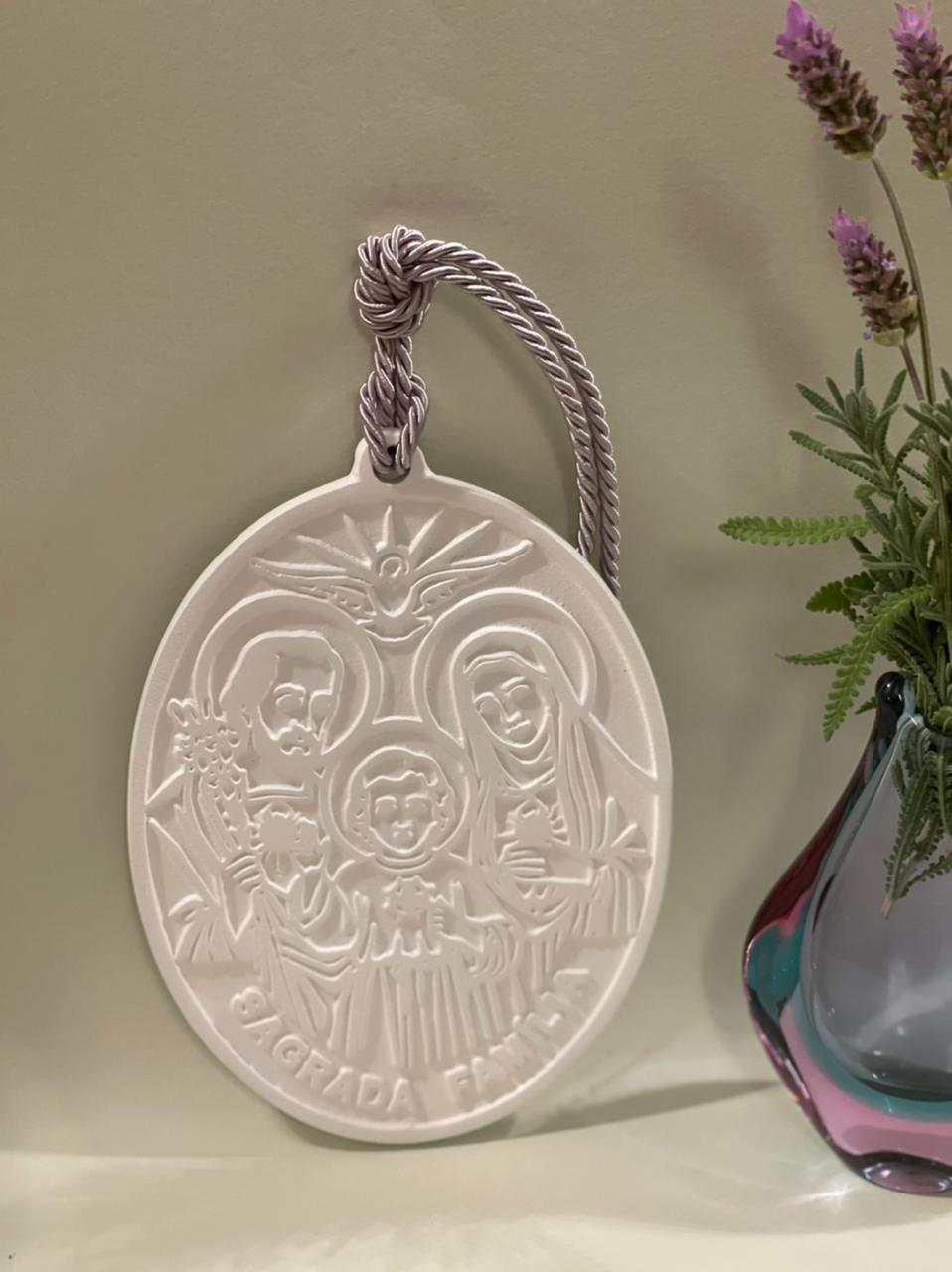 Medalha Sagrada família branca grande